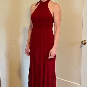 Free people floor length halter red dress